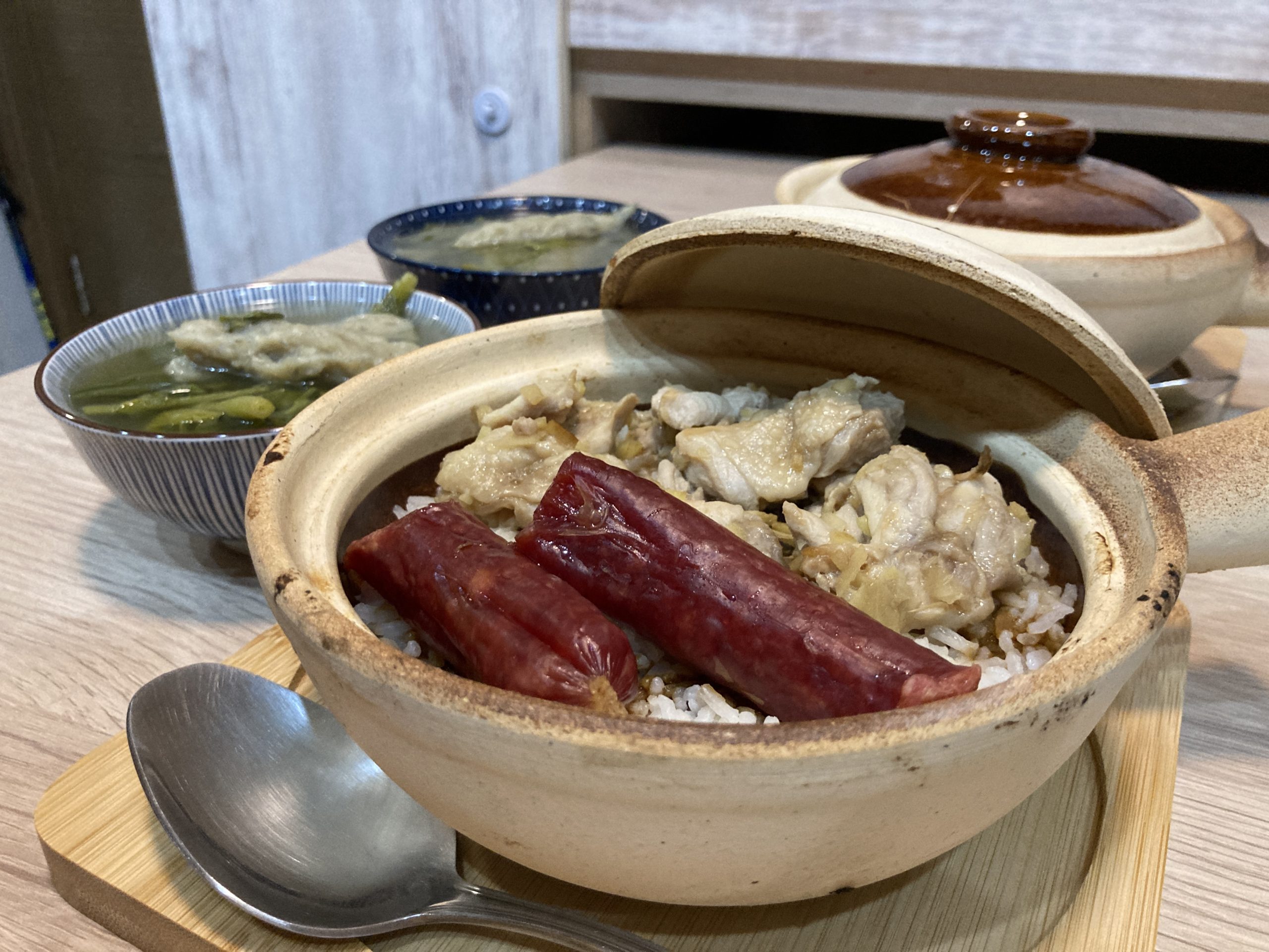 Chinese Sausage and Chicken Rice in a Clay Pot