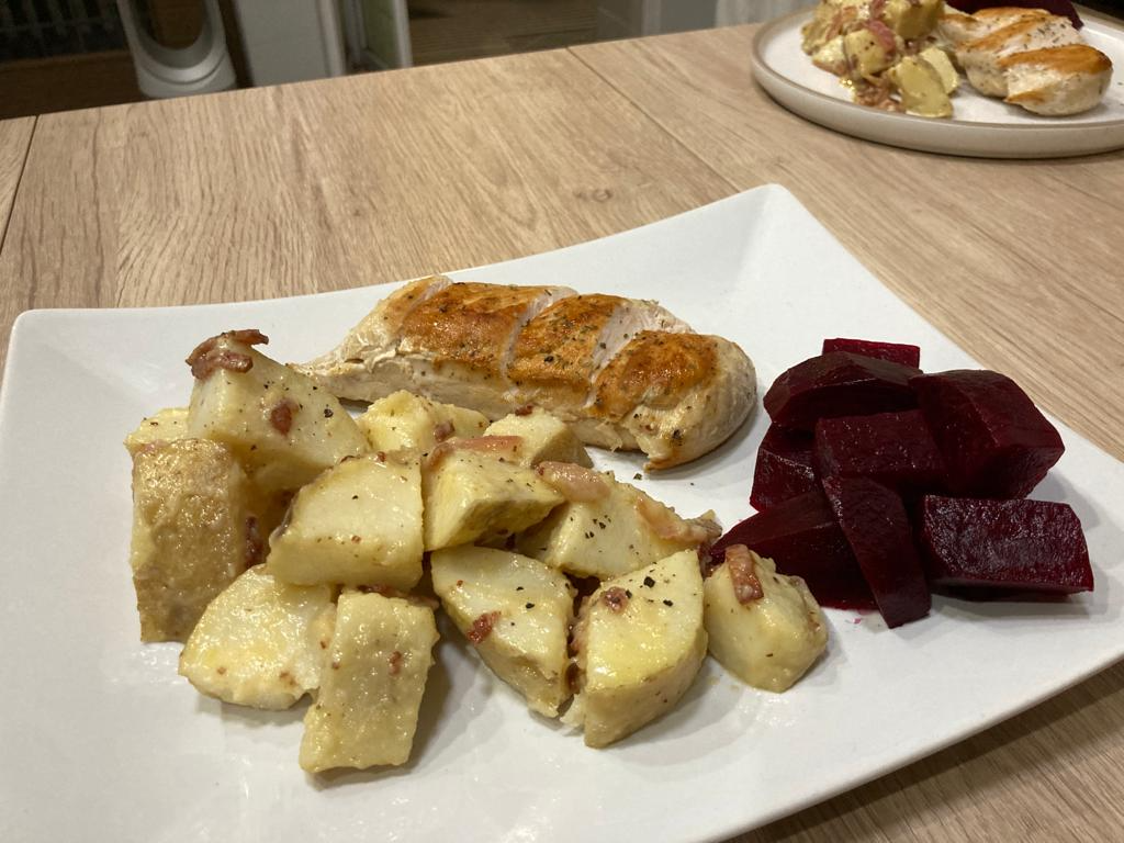 Potato Salad, Sous Vide Chicken and Pickled Beets
