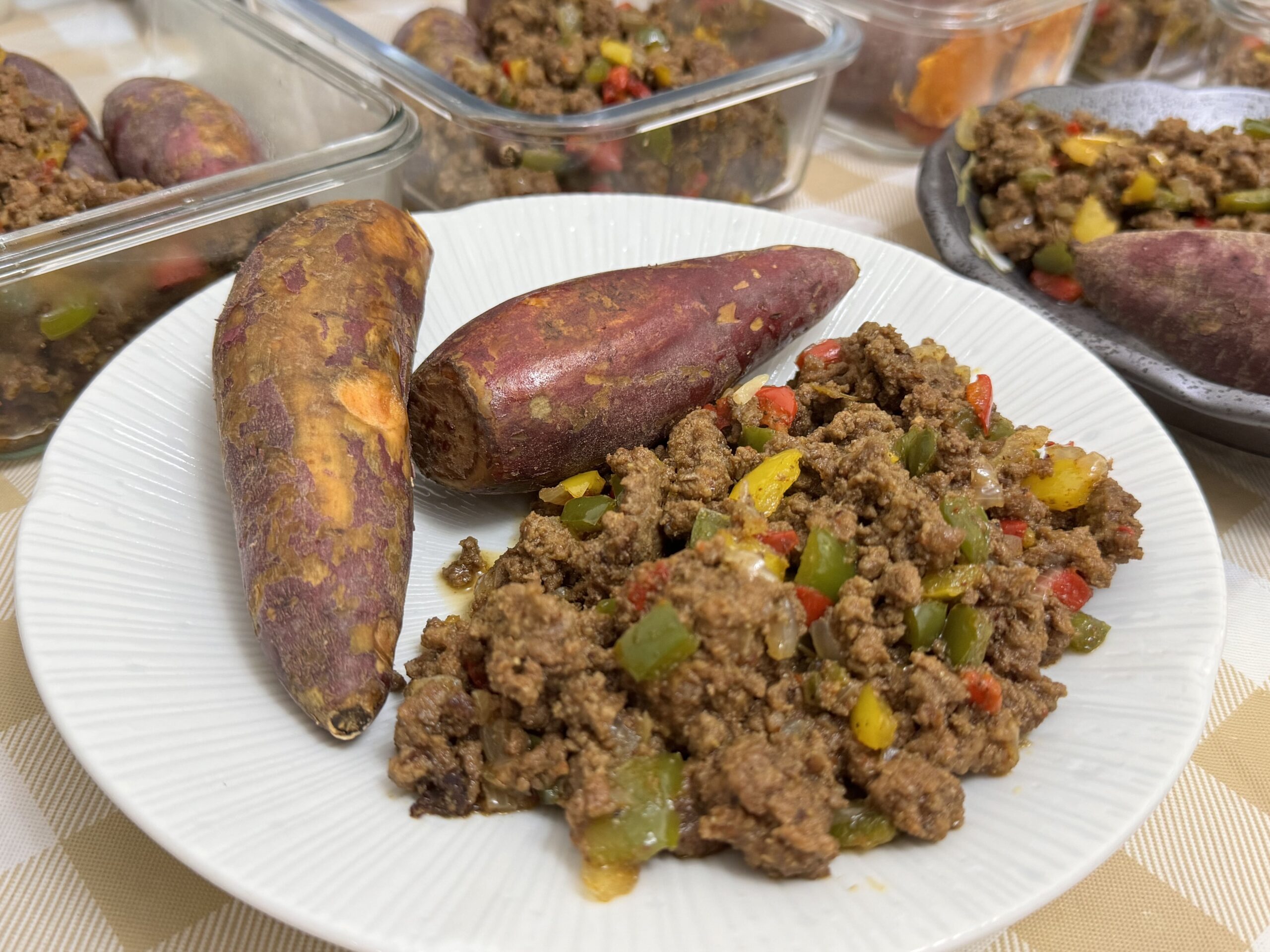 Taco Beef and Sweet Potatoes for Meal Prep 