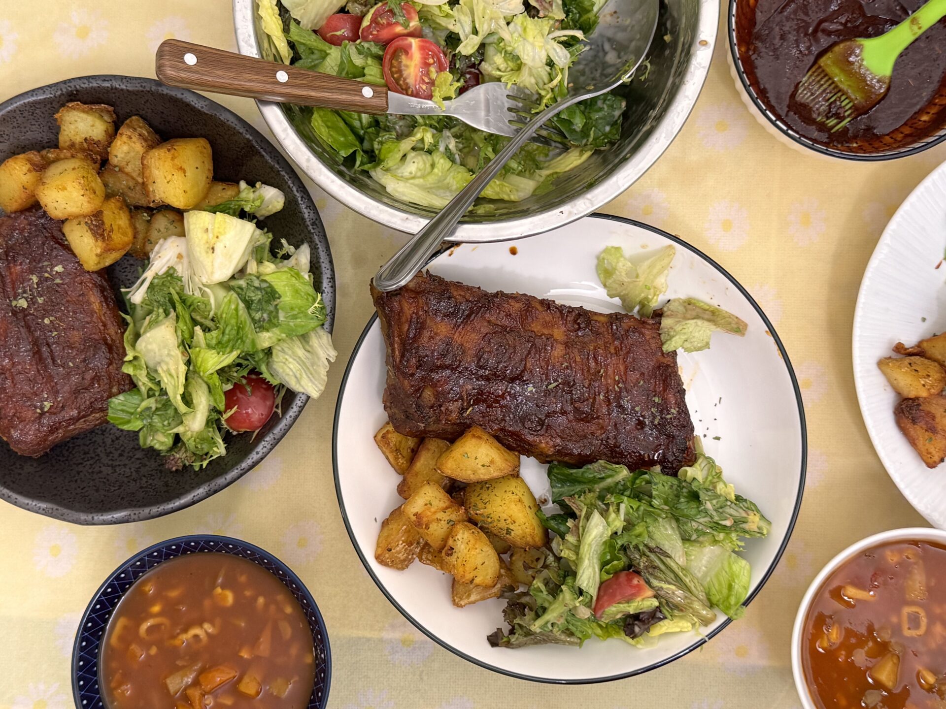 Oven Baked Barbecue Pork Ribs and Duck Fat Fries